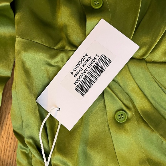 Reformation Alaine Silk Dress in Avocado Size 4 - Picture 4 of 5